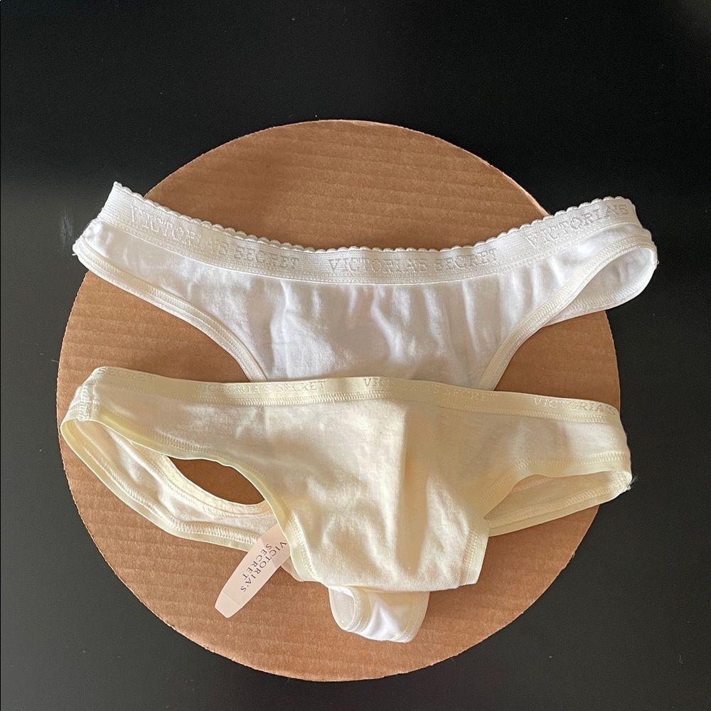 Victoria's Secret Cotton Bikini Panty Duo - White & Pale Yellow